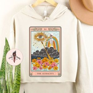 NWT! Funny Tarot card style cropped graphic sweatshirt